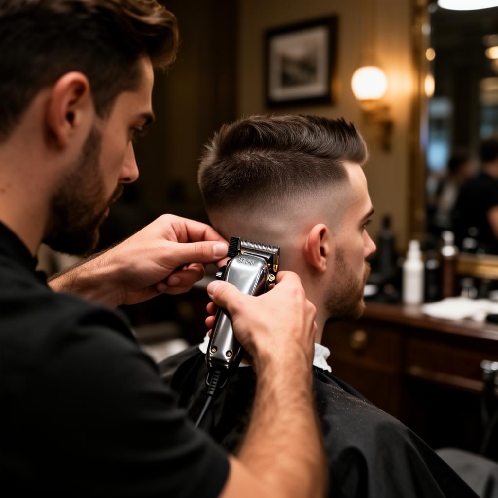 Barber working a fade